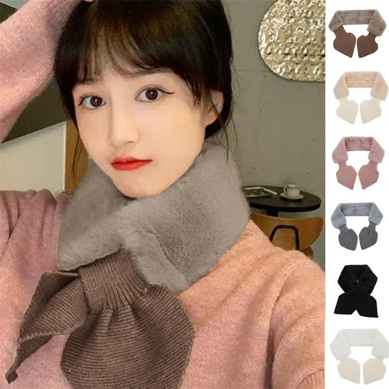 Women's Cross Strap Knit Neck Scarf - Soft Short Winter Scarf - photo 3