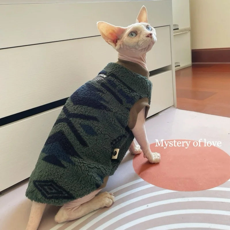 Short Sleeve Fleece Cat Sweatshirt - Warm Coat for Short-Legged Cats - photo 9