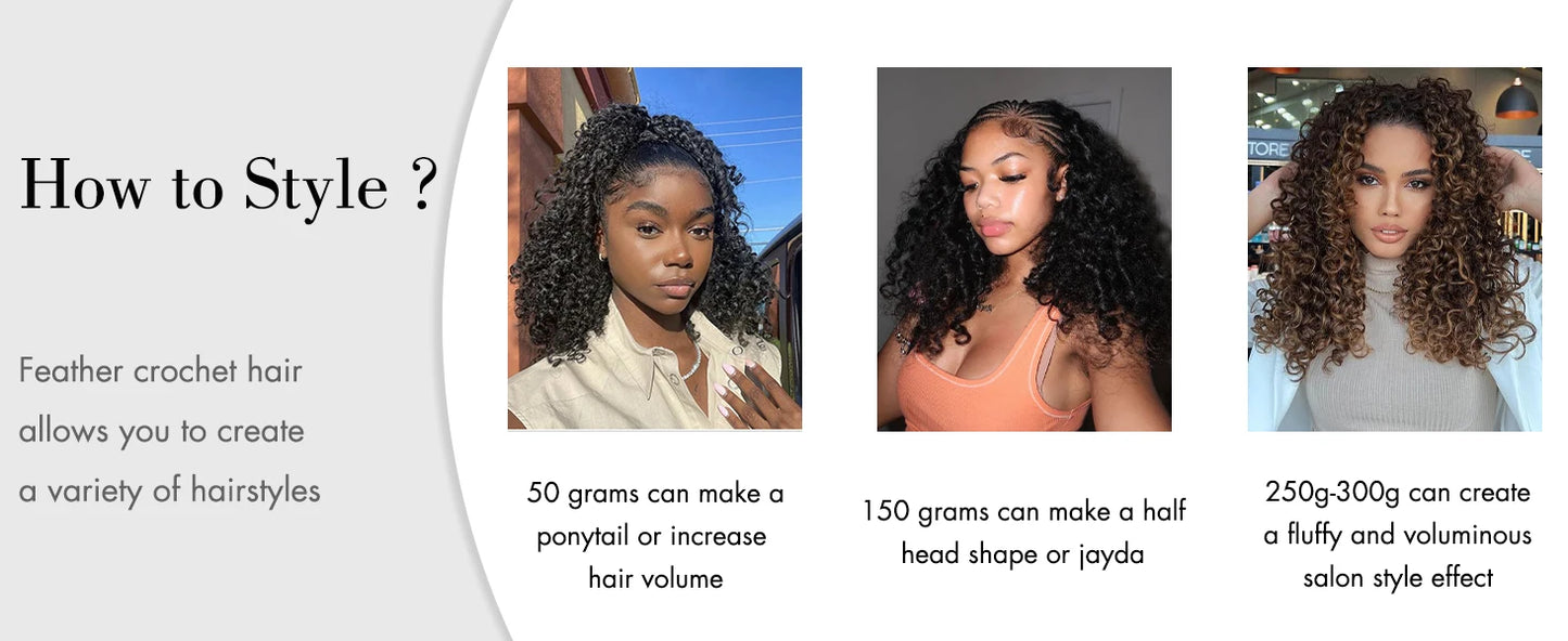 300g Burmese Kinky Curly Crochet Human Hair Knots Feather Crochet Hair Extensions Invisible Knotless Kinky Curly Braiding Hair