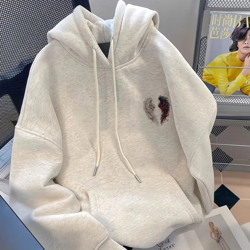 2024 Spring and Autumn Men's New Splicing Pullovers Hooked Printed Letters Fashion Loose Minimalist Casual Long Sleeve Hoodies