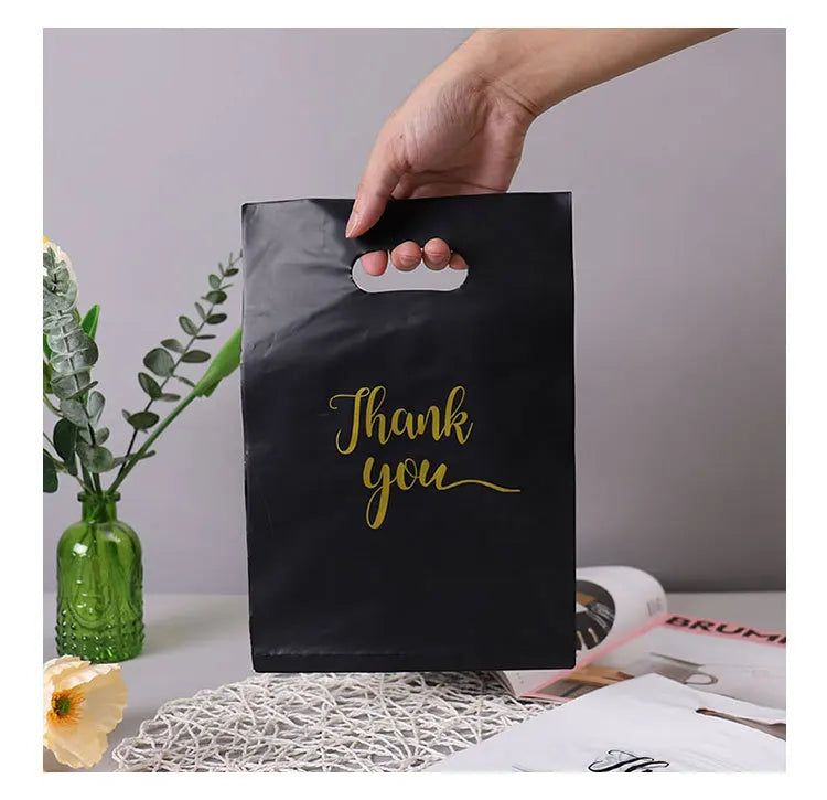 30/20/10pcs Gift Packaging Bags 6 Size Gratitude Handbags Thank you Plastic Shopping Tote Bags Wedding Birthday Bag Flat Pockets