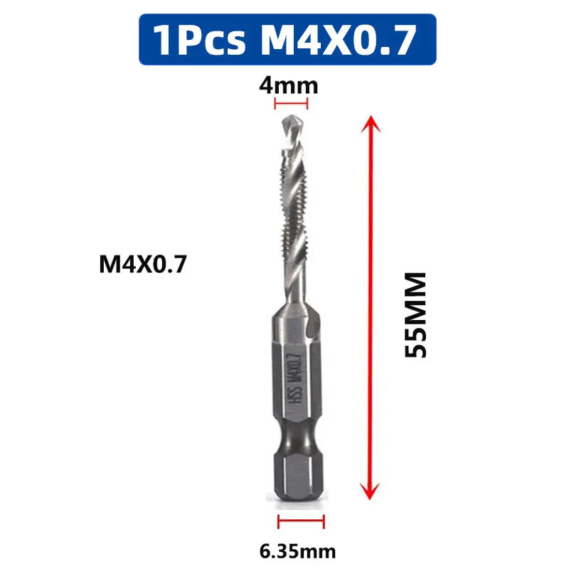 MMAlto HSS Titanium-Coated Metric Tap Set – M3 M4 M5 M6 M8 M10 | Screw Thread Machine Compound Tap | Individual & 6-Piece Sets