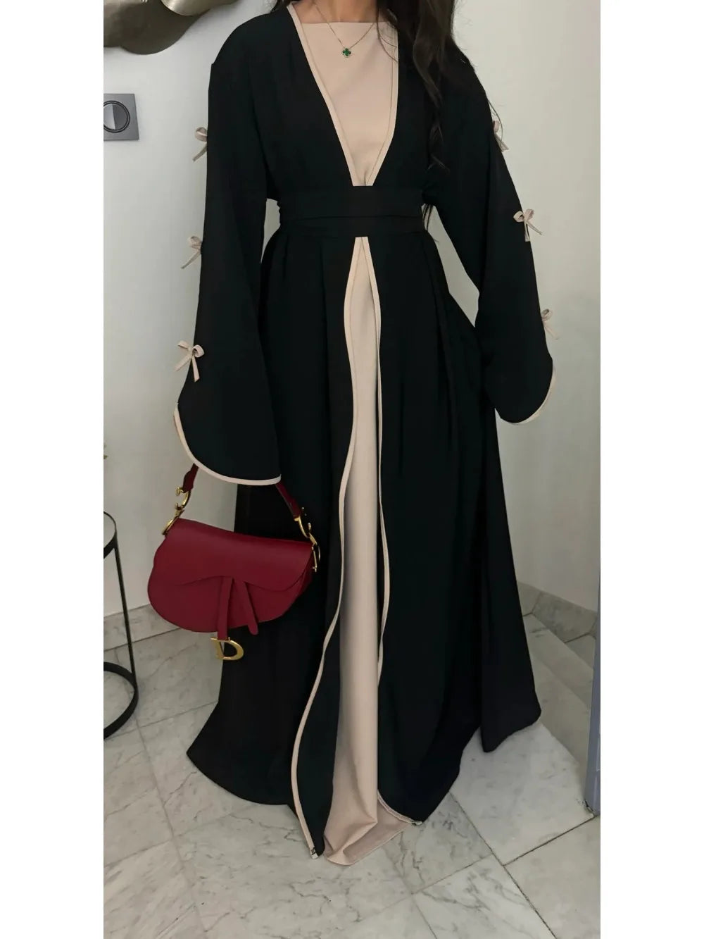 Eid Bow Abaya Women Cardigan Dress Muslim Party Caftan Robe Jalabiya Morocco Dubai Kaftan Islam Vestidos Largos Ramadan 2026