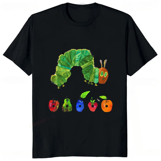 The Very Hungry Caterpillar Cartoon Printed  Tshirt Summer Style Casual Fashion Couples Clothing Y2K Harajuku Unisex Tees