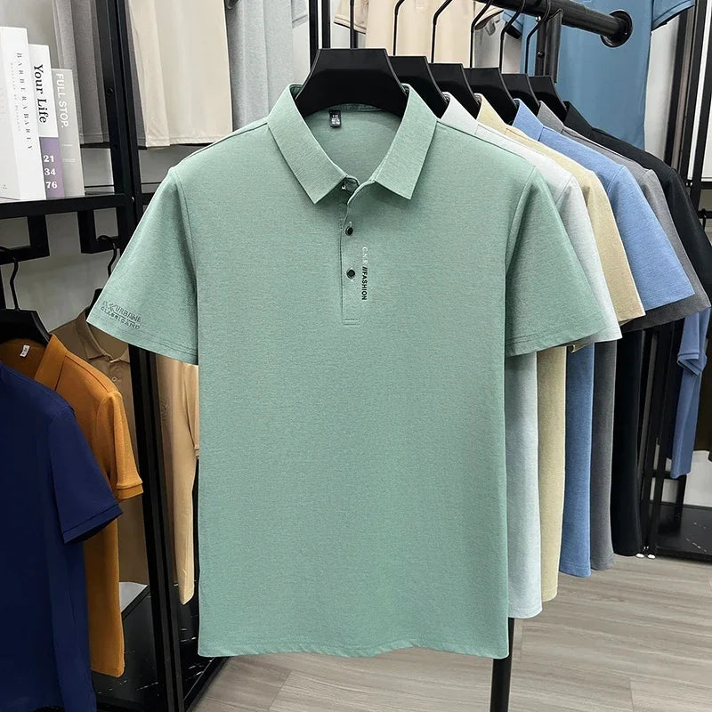 Men's Slim-Fit Polo - Subtle Cuff Print, Breathable Three-Button