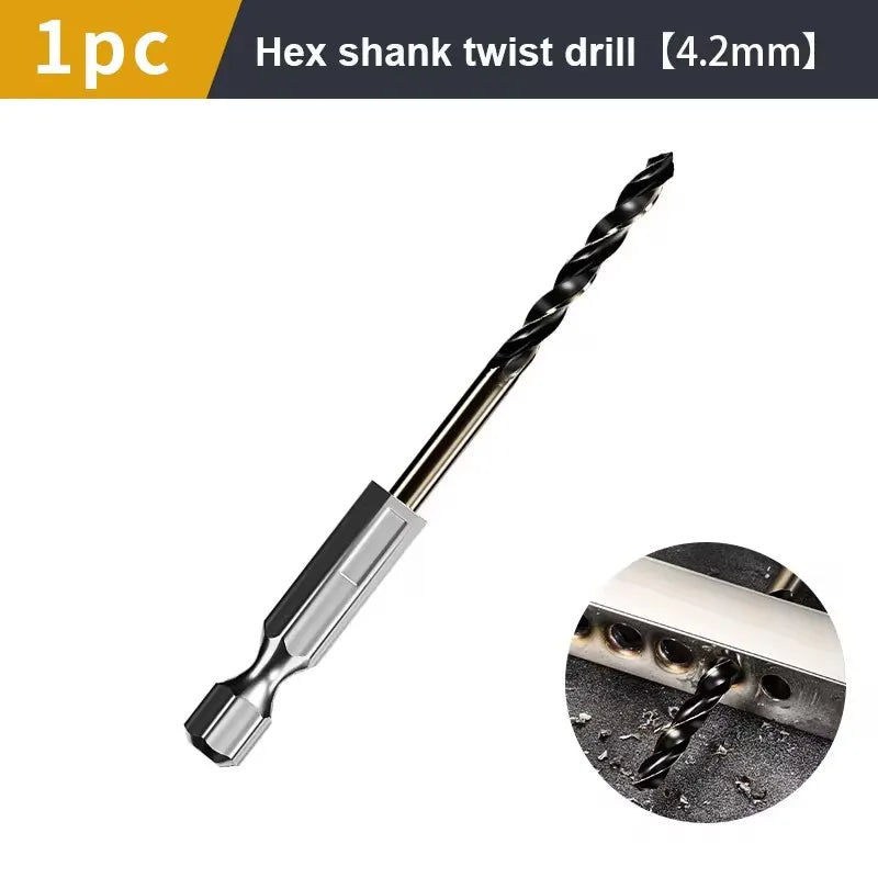 1.5-7.5mm Hex Shank Twist Drill Bit Wood Metal Hole Cutter Core Drilling Tool Cobalt Carbide Tip Flat Drill Bits HSS
