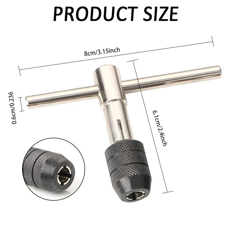 6 in 1 Ratchet T Tap Adjustable Holder Wrench With M3-M8 Screw Machine Hand Tool Thread Metric Plug T-shaped Tapping Tools