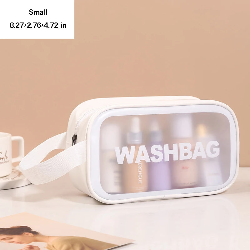 Portable Toiletry Bags with Handle, Translucent Waterproof travel Make up Bags for Women, Large Capacity Travel Cosmetic Bags