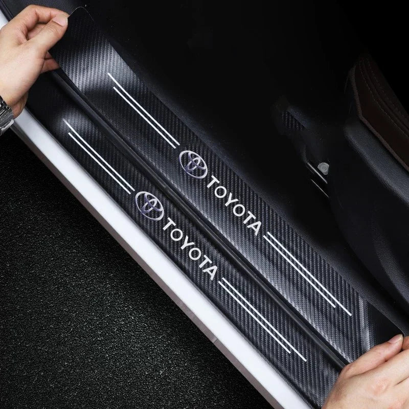 Carbon Fiber Car Door Sill Protector Threshold Stickers For Toyota Corolla Yaris Rav4 Camry Avensis Auris C-hr Prius Vios AYGO