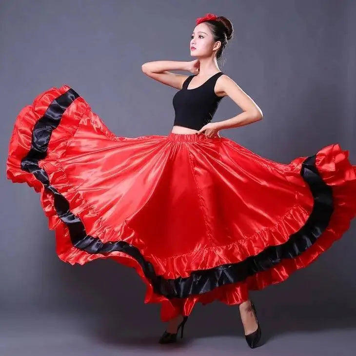 Women's satin big swing flamenco dress