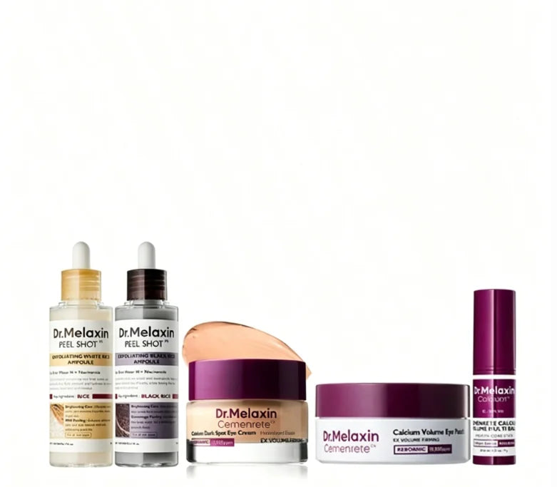 [Dr.Melaxin Official Kayla's Pick] Skincare Set, Korean Beauty With Rice Exfoliating Ampoules, Anti-Aging Eye Cream, Firming Eye Patch & Multi Balm For Dark Circles, Brightening, Hydration