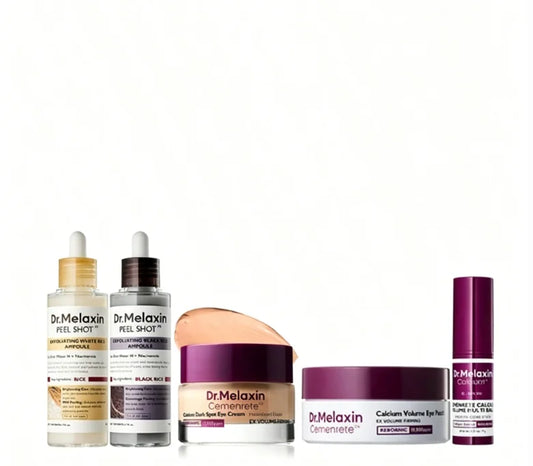[Dr.Melaxin Official Kayla's Pick] Skincare Set, Korean Beauty With Rice Exfoliating Ampoules, Anti-Aging Eye Cream, Firming Eye Patch & Multi Balm For Dark Circles, Brightening, Hydration