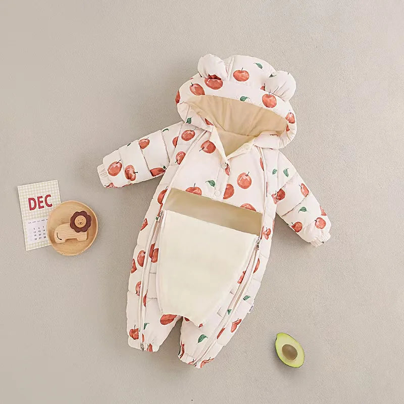 Baby Velvet-Lined Printed Jumpsuit - Thick Winter Romper 3-24 Months - photo 15