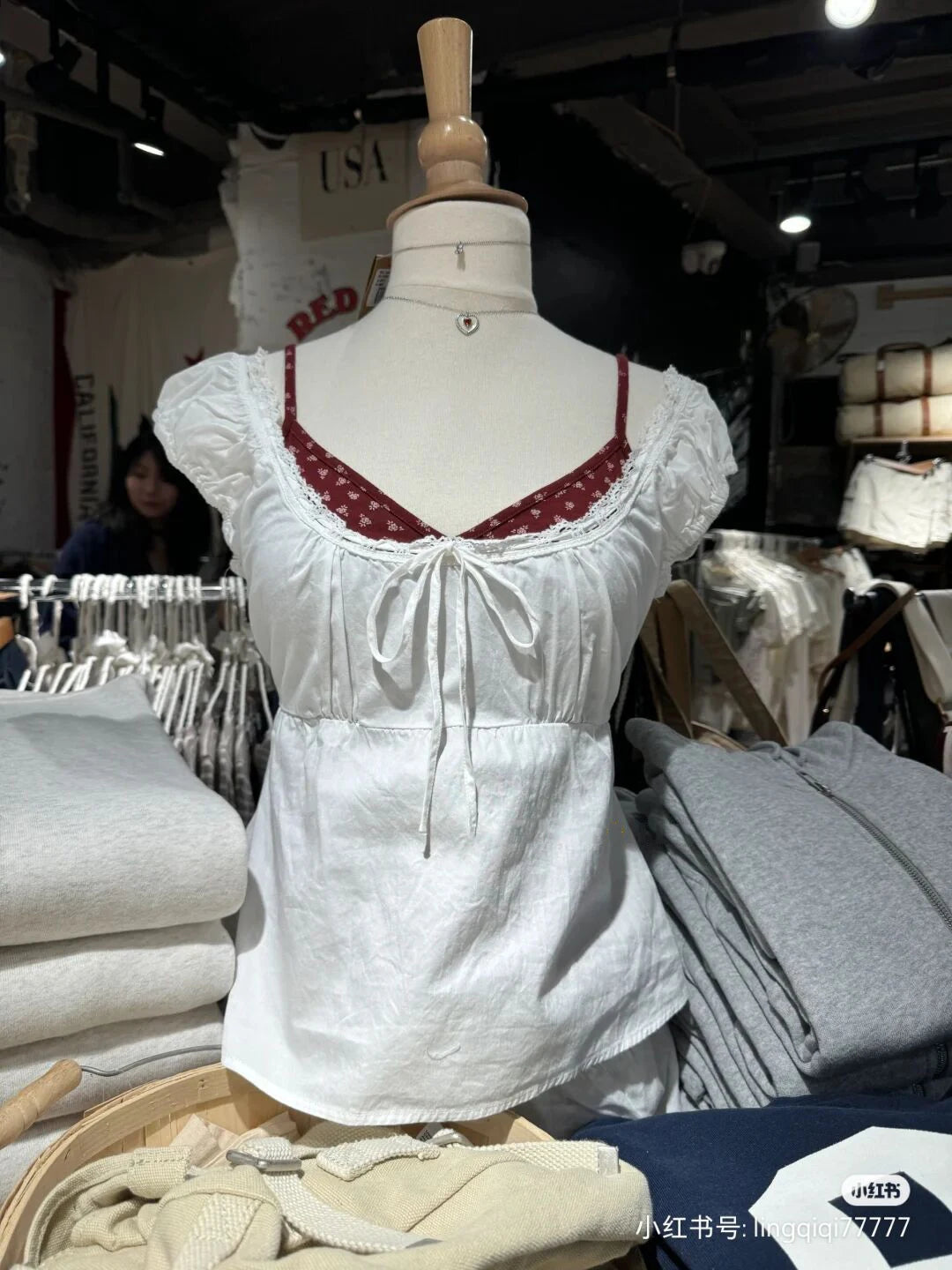 White Lace Tied Square Neck Summer T-shirts Chic Elegant Short Sleeve Tee Cotton Y2K Street Casual Bow Tie-up Top Women