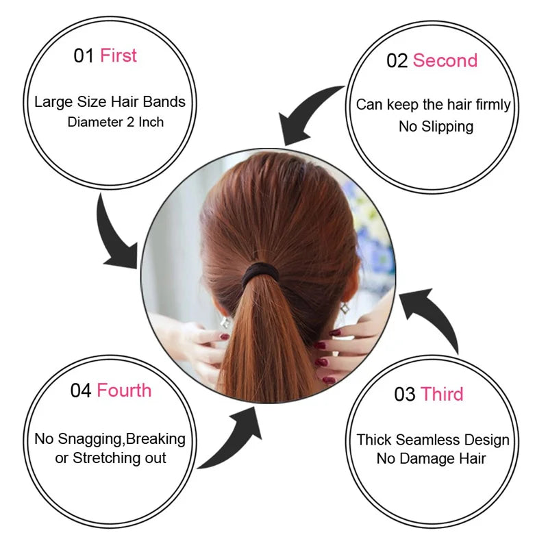50pcs Black Elastic Hair Band Leagues Ties Colets Scrunchies Springs Gum Accessory For Girl Women No Damage Pigtails Holder Set