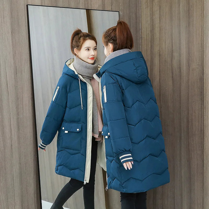 Women's Mid-Length Hooded Parka - Padded Loose Winter Coat - photo 12