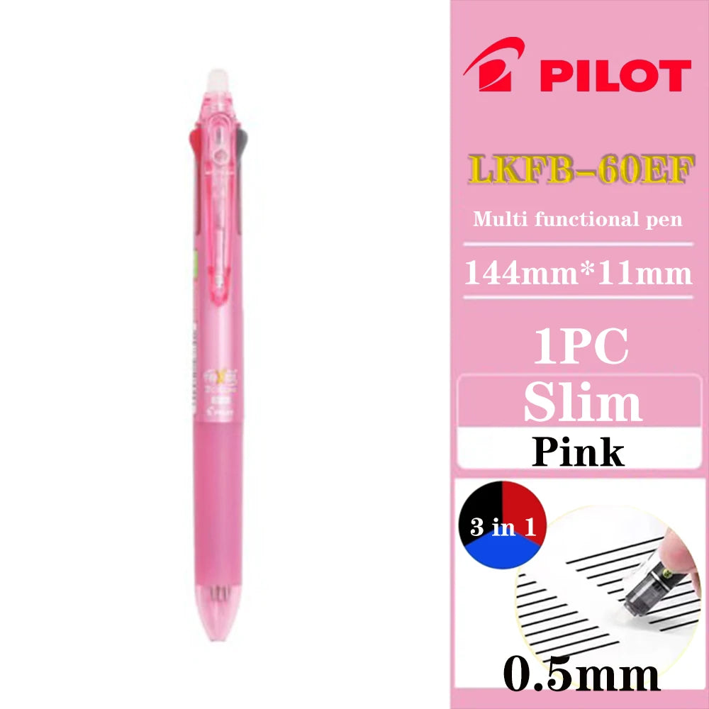 Japan Pilot Frixion Pen 3 in 1 Erasable Gel Pen 3 Colors 0.5mm /0.38mm LKFB-60EF Slim Pen Holder Back To School Stationery