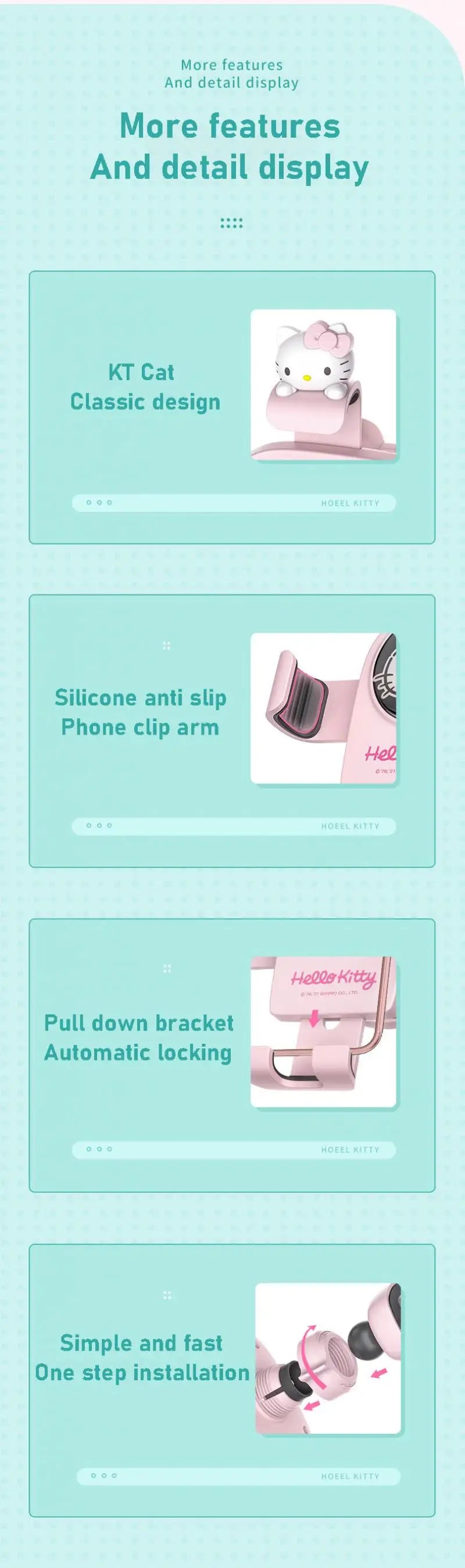 Hello Kitty mobile phone car mount  aromatherapy air vent clip car navigation rack suction cup  support car fixed Birthday gift