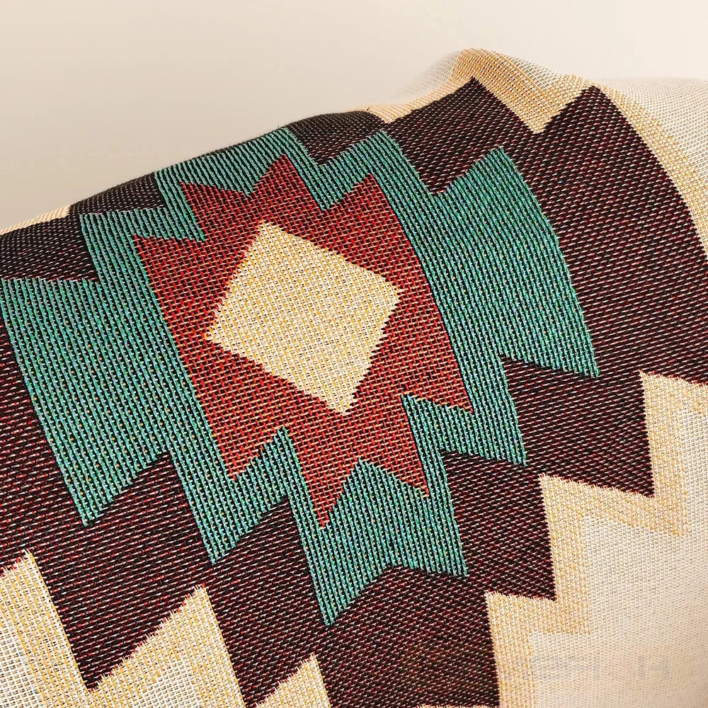 Aztec Boho Throw Blanket with Fringe - Oversized Geometric Woven Throw - photo 6