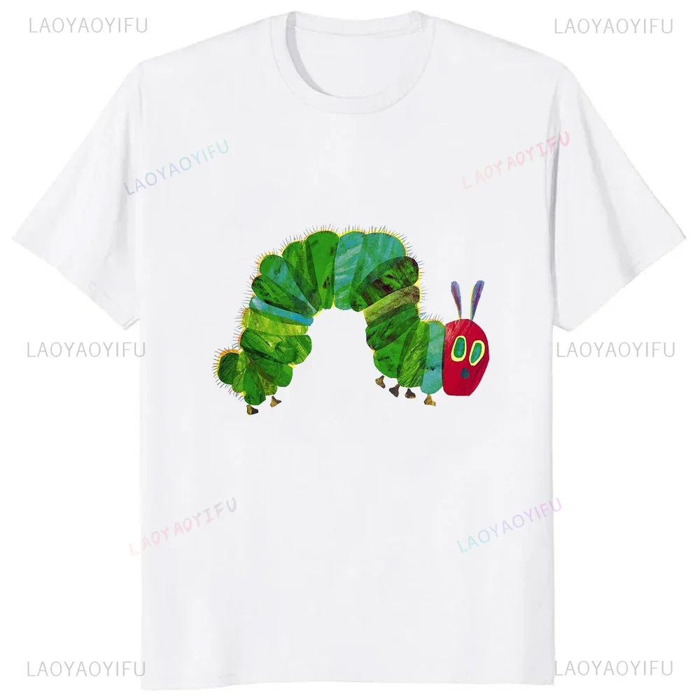 The Very Hungry Caterpillar Cartoon Printed  Tshirt Summer Style Casual Fashion Couples Clothing Y2K Harajuku Unisex Tees