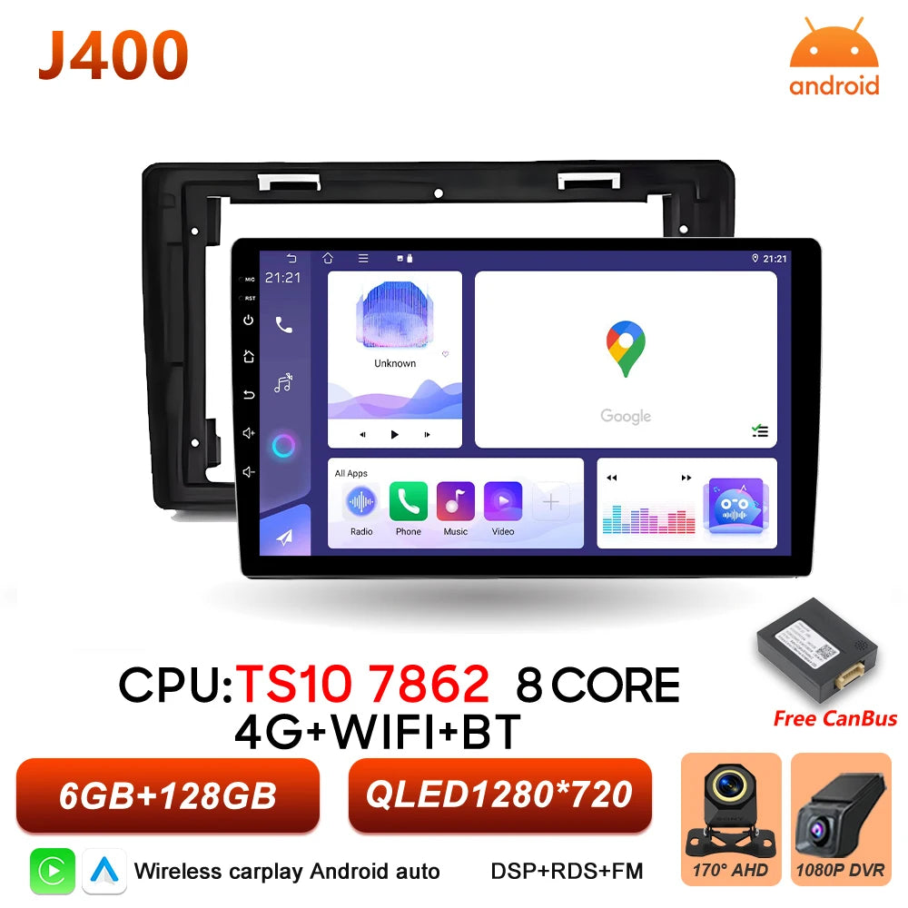 10" Android Car Radio with Wireless CarPlay & GPS — Dodge RAM 1500 (2008-2012)