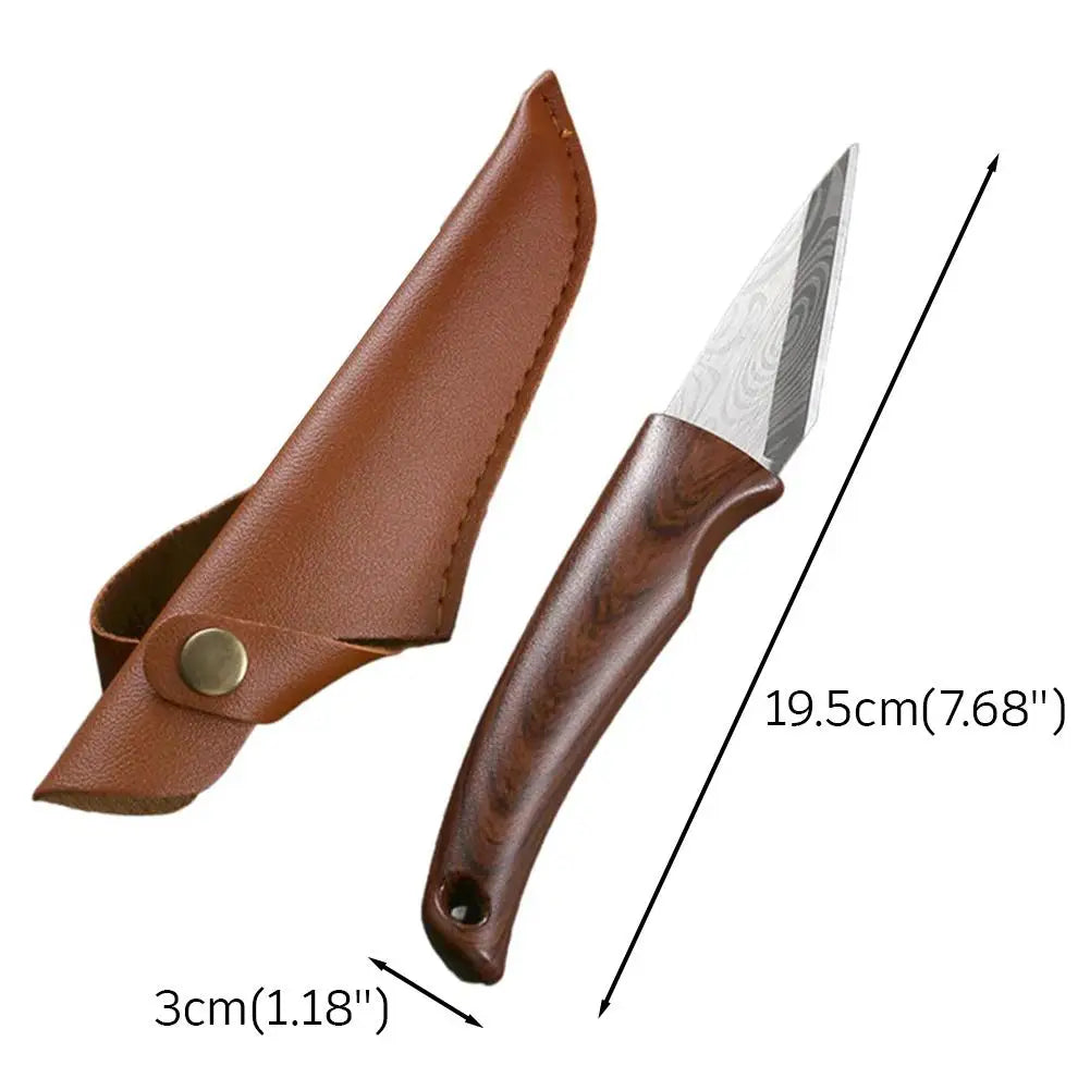 Grafting Knife with Leather Sheath — Wooden Handle Budding Tool