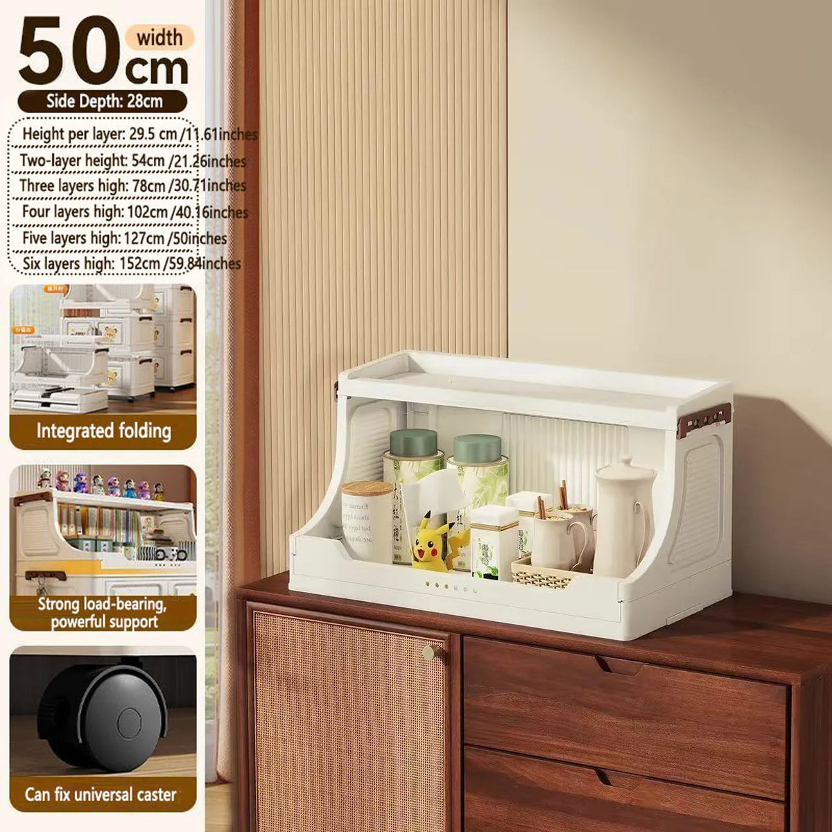 Home Living Room Multi-layer Snack Storage Rack Toy Plastic Organizer Stand Foldable Floor-standing Cabinet for Kids