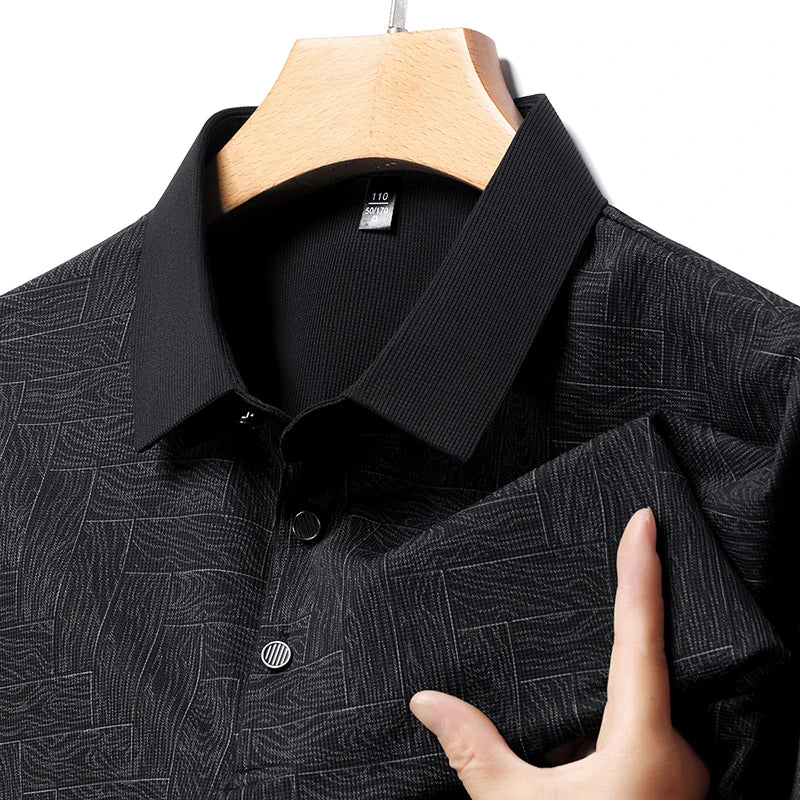 2026 Summer New Men's Business Print Short Sleeved POLO Shirt Comfortable and Cool Casual Fashion T-shirt