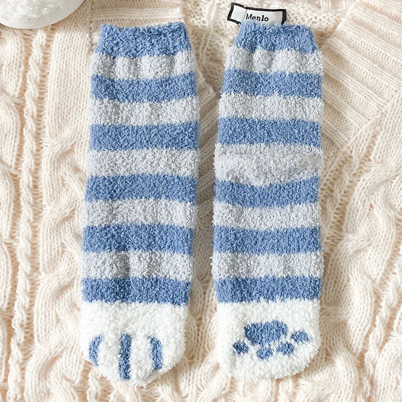 Women's Cat Paw Coral Velvet Socks