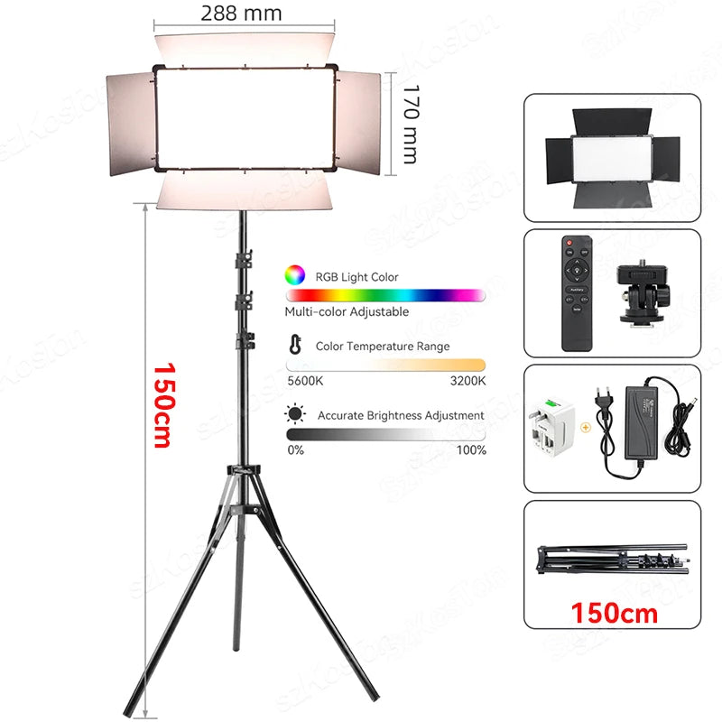 U800 RGB LED Photo Studio Light – Bi-Color 3200K-5600K Panel Lamp for TikTok, YouTube & Game Live