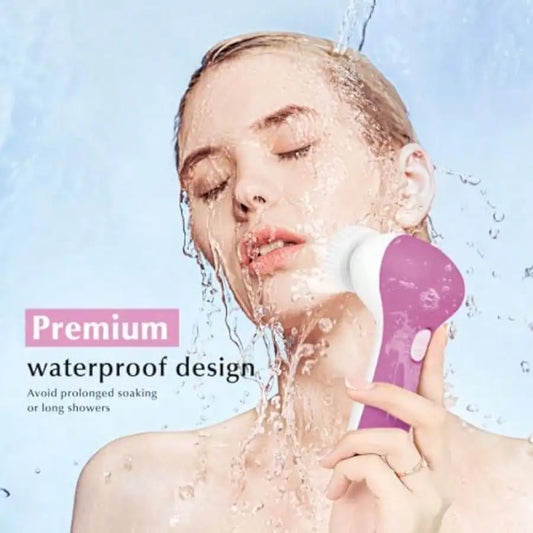 Facial Cleansing Brush Silicone Face Scrubber: 2 In1 FBS-D Electric Exfoliating Device Waterproof Deep Cleaning Exfoliation Rota