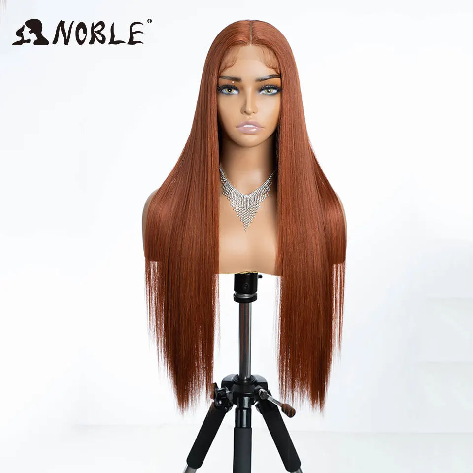 Noble Cosplay Long Straight Synthetic Lace Front Wigs For Women 30 Inch Middle Part Synthetic Lace Wig High Temperature Fiber