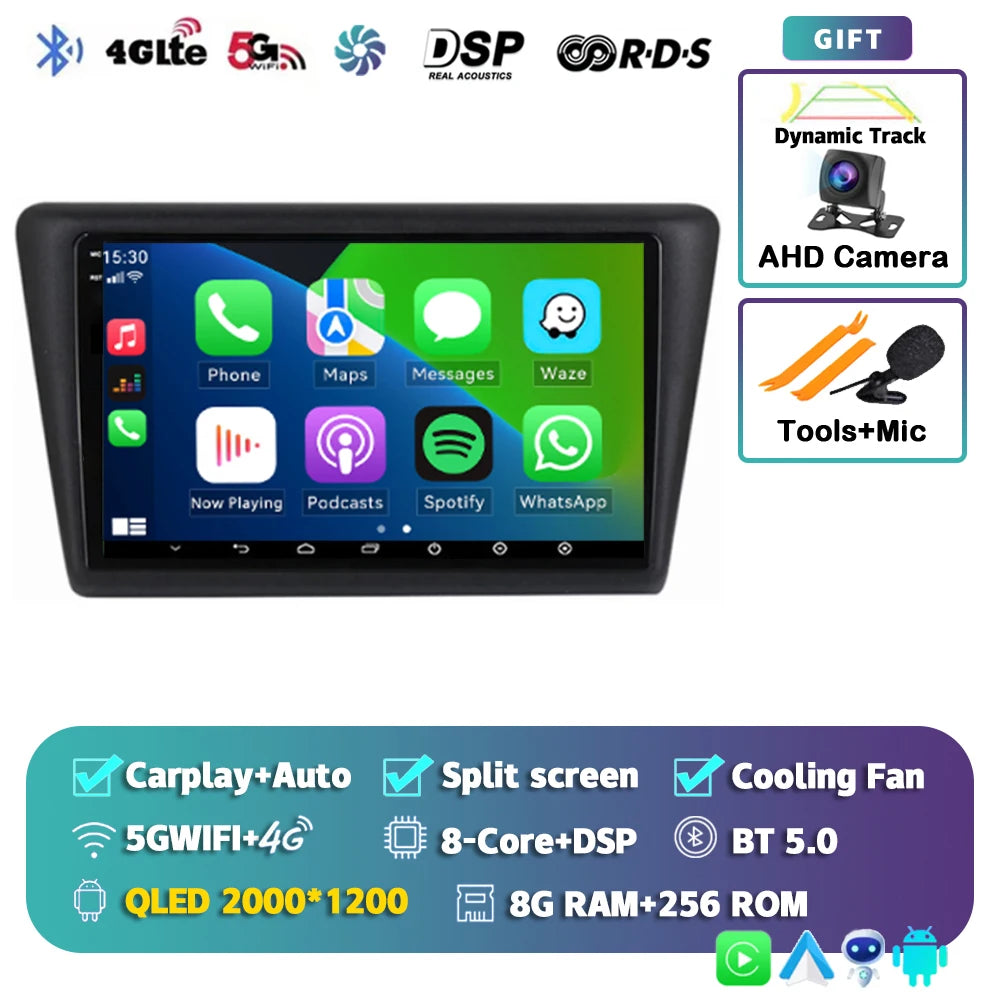 Android 16 Carplay Car Radio For VW Skoda Rapid 2013 2014 2015 2016 2017 2018 2019 Seat Toledo 2015 - 2018 GPS Multimedia Stereo