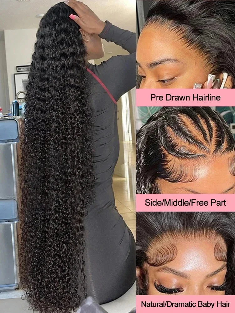40 Inch Water Wave HD Lace Front Wig - Deep Wave Human Hair