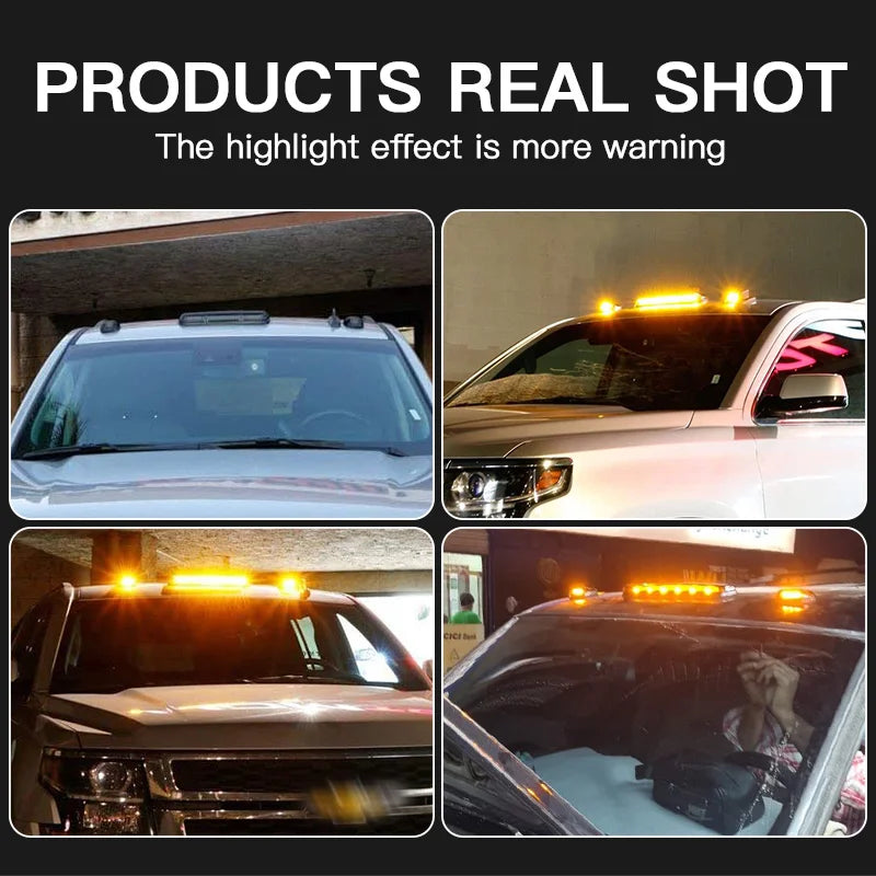 3PC Smoke Cab Roof Running Amber Side Clearance Dome LED Lights For Chevy Silverado G/M C Sierra 07-13 Auto Warning Drving Lamp