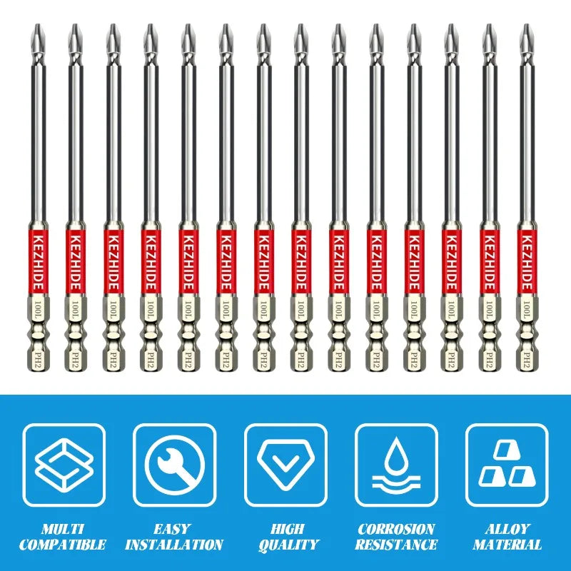High Magnetic Screwdriver Drill Bit Set Universal Anti-Slip Teeth Phillips Magnetic Electric Screwdriver Set Lengths 25-150mm