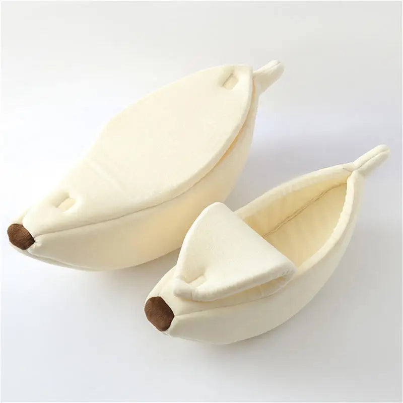 Banana‑Shape Cat Bed Deep Sleep Comfort Winter Warm Cat House Creative Indoor Small Pet Rest Cushion For Cats Dogs