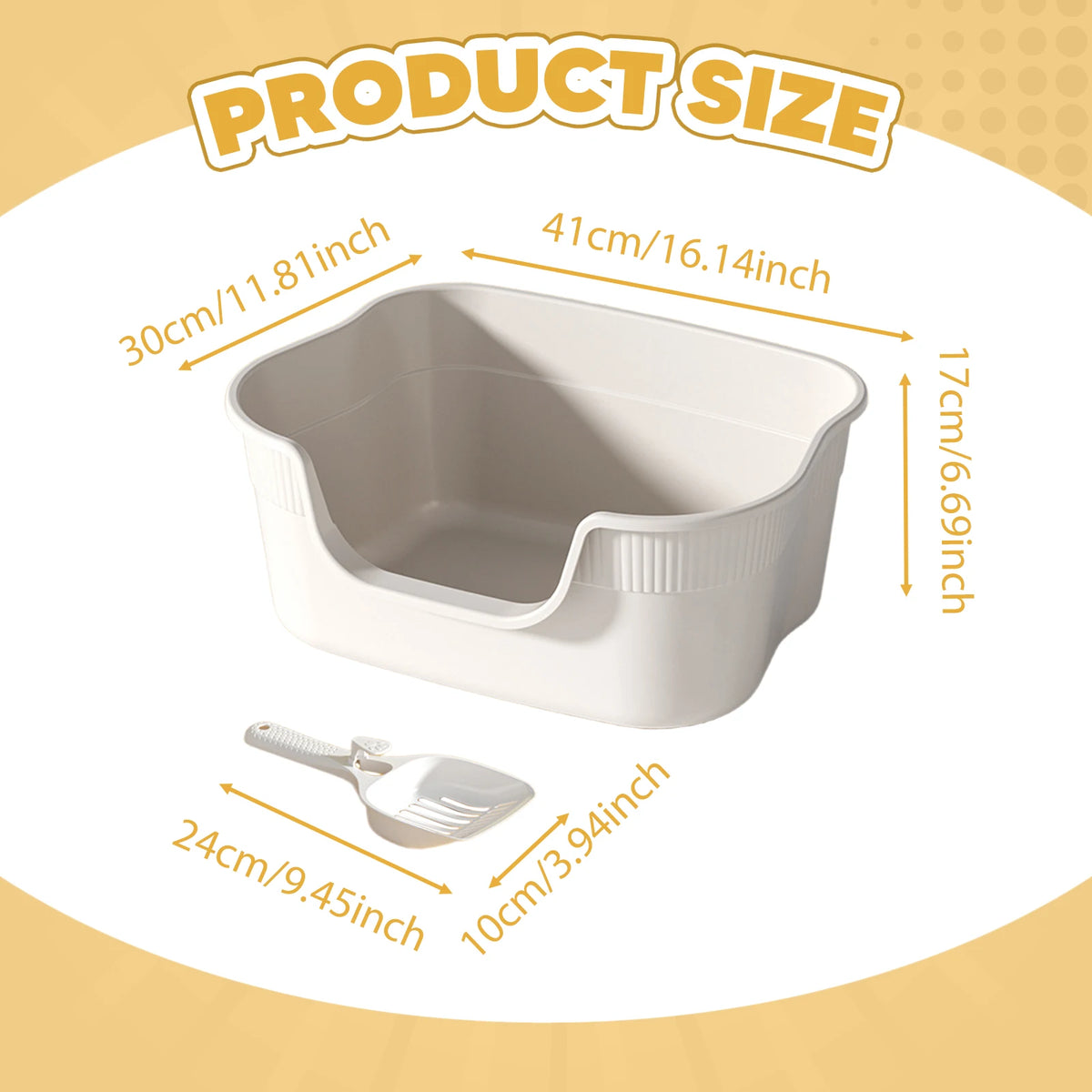 Semi-Enclosed Cat Litter Box with Scoop - Anti-Splash Tray – photo 6
