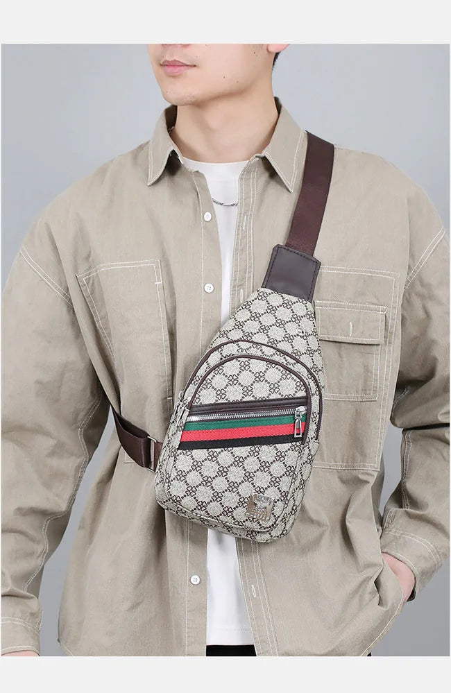 Men's Multifunction Messenger Bag Shoulder Cloth Chest Bags Crossbody Casual Handbag with Earphone Hole
