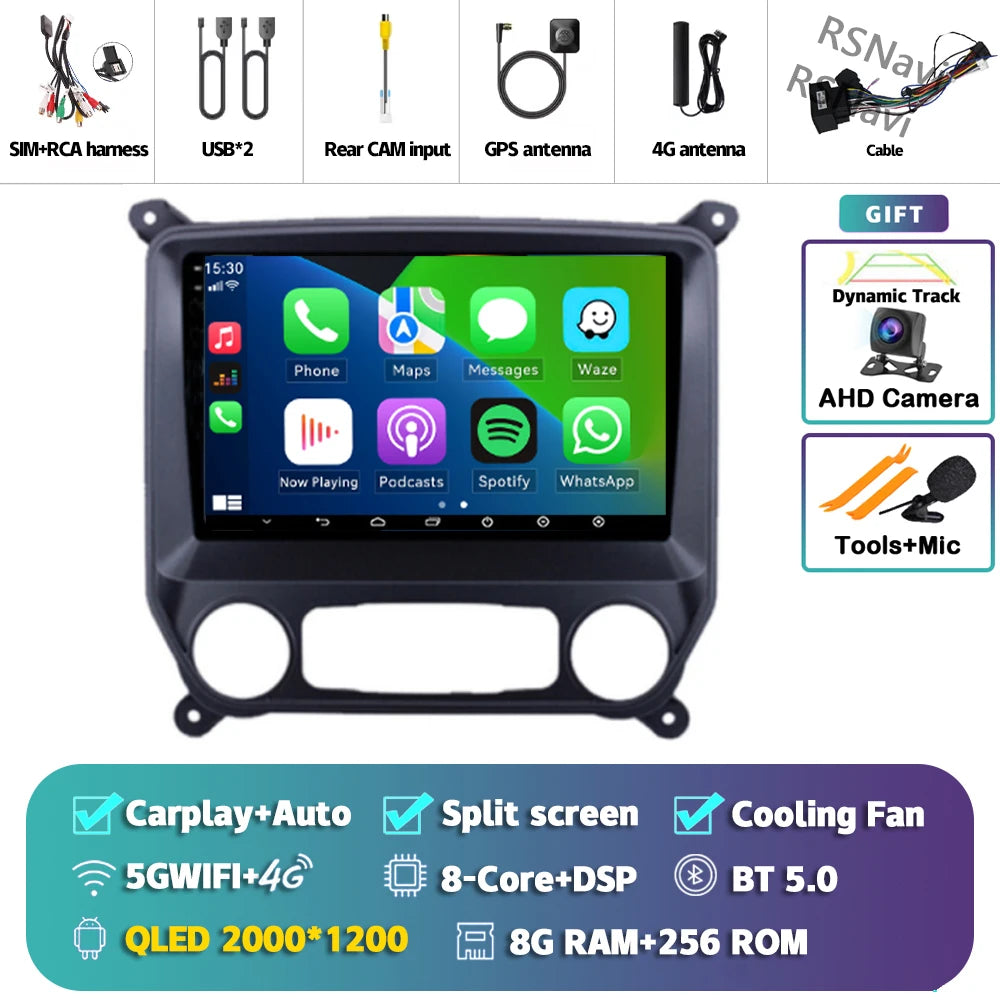 Android 16 Carplay Auto Car Radio Multimedia For Chevrolet Silverado 3 GMTK2 2014 2015 2016 2017 2018 Autoradio Stereo Head Unit