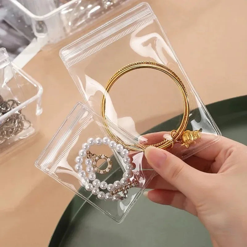 Wholesale PVC Self Sealed Bags for Jewelry Earrings Necklace Rings Storage Package Bag Organizer Dust-proof Anti-oxidation Pouch