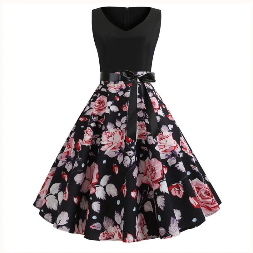 Women's floral high waist sleeveless sundress — view 5 of 13