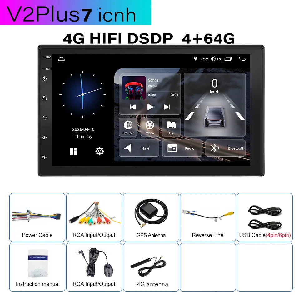 CAIXI Universal 7" 9" 10" 2din Android 16 CarPlay Auto Radio For Volkswagen Fiat Renault Nissan Hyundai Car Multimedia autoradio