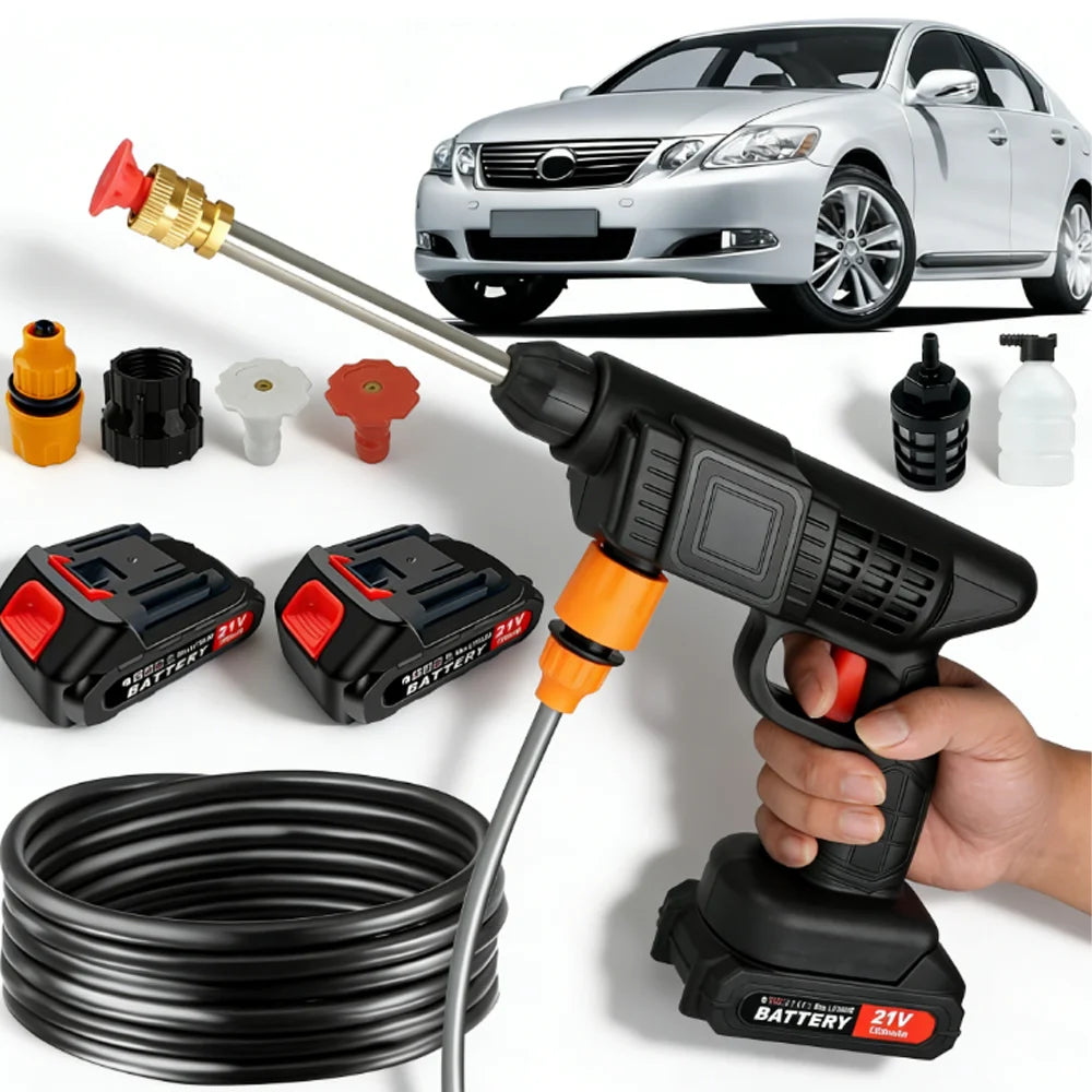 Cordless Car Wash Washer — Portable Cleaner, 2 Batteries & Hose