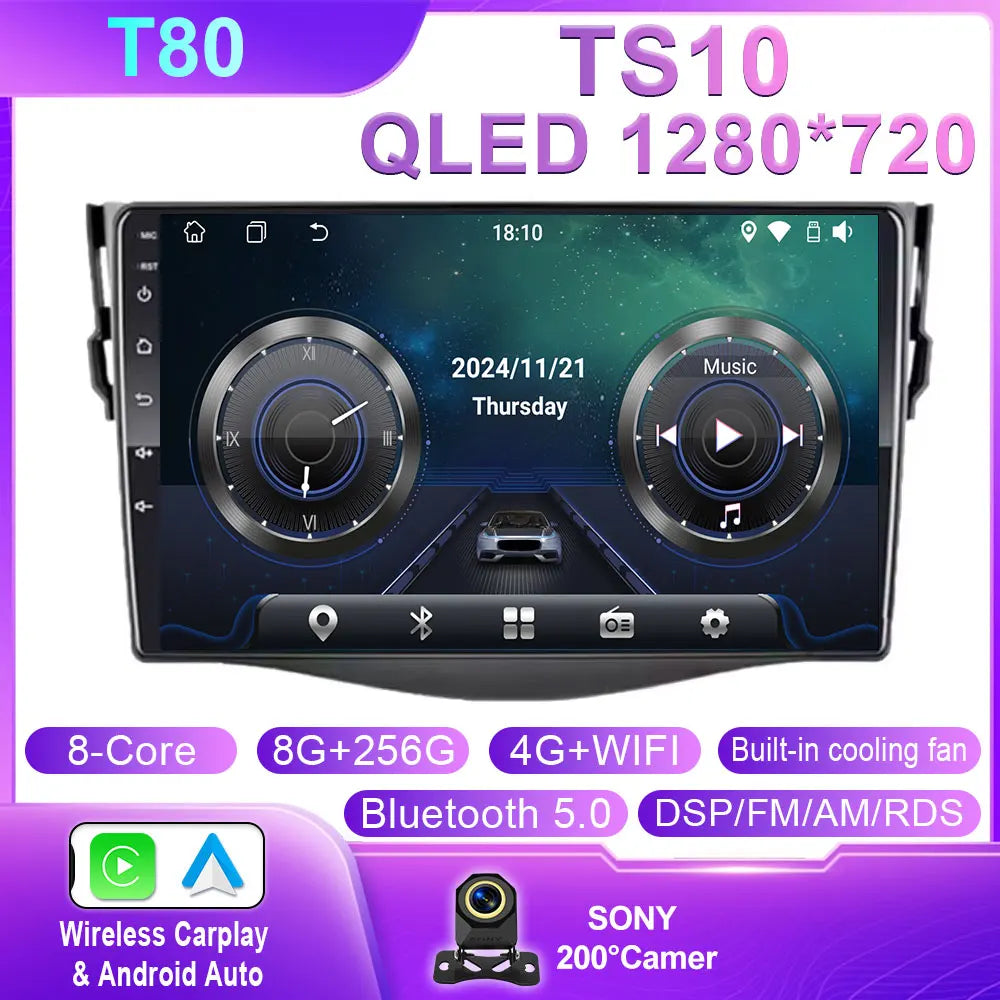 Android Carplay Auto For Toyota RAV4 Rav 4 2005 - 2009 2010 2011 2012 2013 Car Radio Multimedia GPS Player Stereo WIFI 4G BT DSP