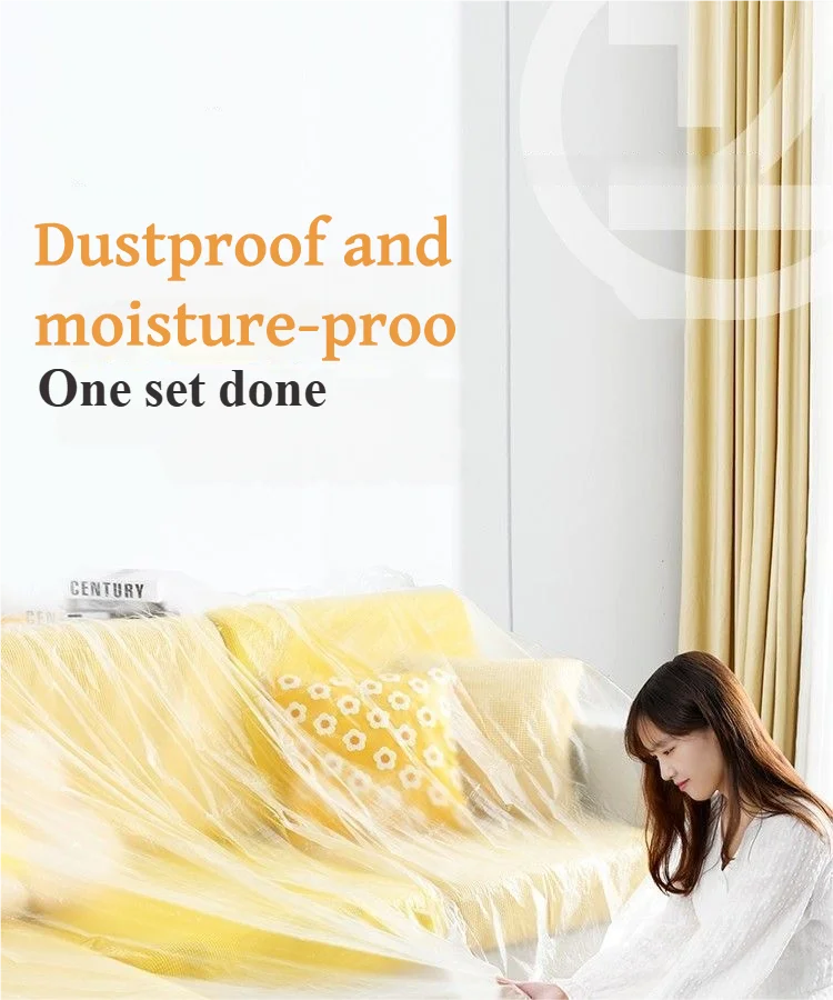 Pre-Taped Masking Film Protection PE Covering Cloth Tape for Living Room Furniture Dust-proof Spray Paint Automobile Painting