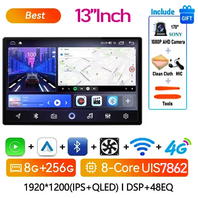13 Inch Android 15 For VW Volkswagen Passat B7 B6 CC 2007-2015 Wireless Carplay Stereo Head Unit 2DIN Screen Car Radio Multimedi
