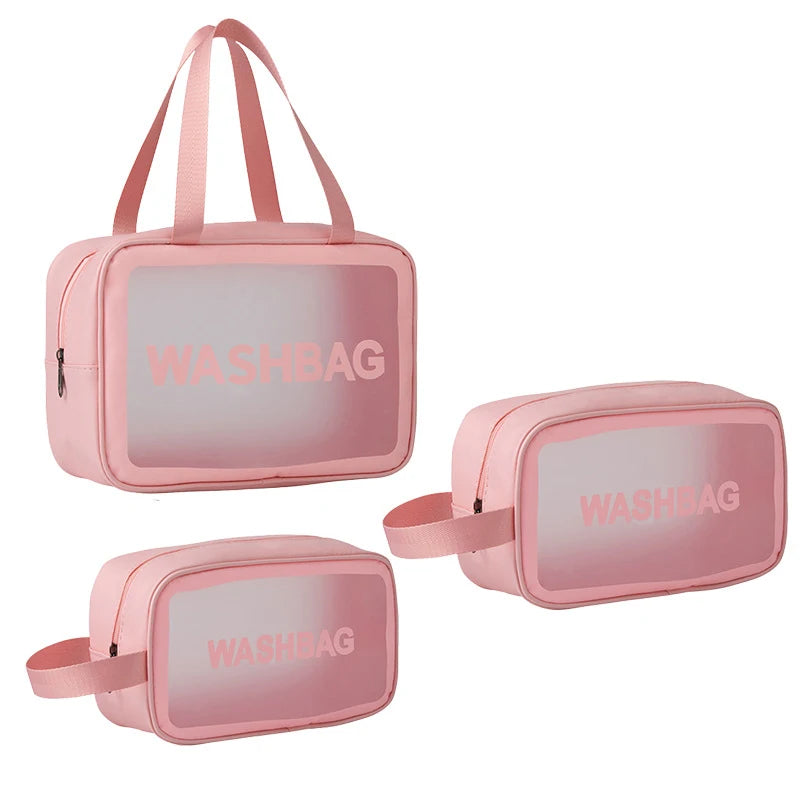 Large Capacity Makeup Bag Transparent PVC Waterproof Travel Toiletry Bag Cosmetics Organizer Storage Tote Clear 3Pcs Wash Bags