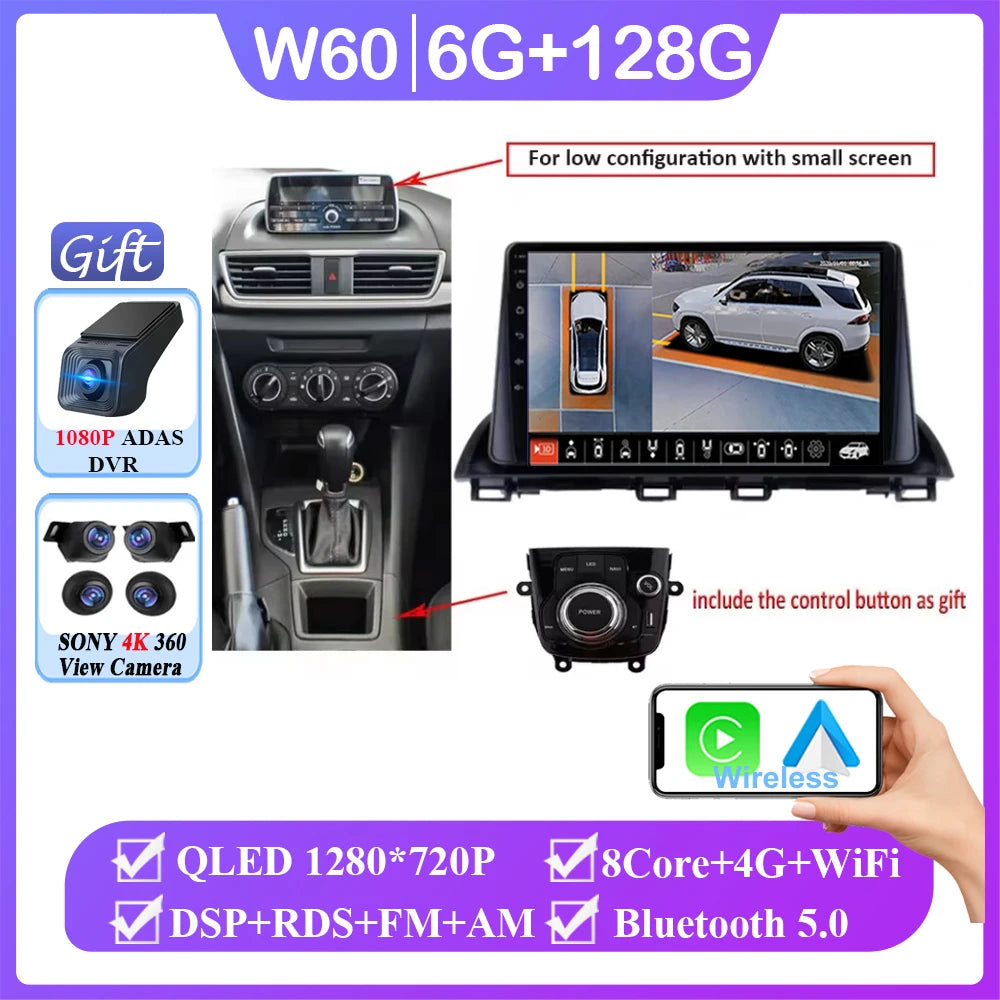 Android Car Stereo for Mazda 3 Axela (2014–2019) — CarPlay, Android Auto, GPS Navigation, Multimedia