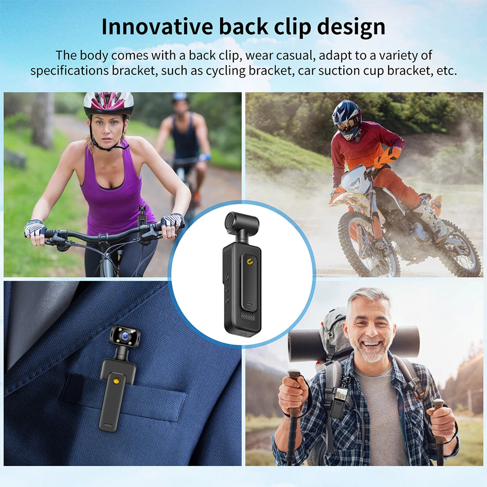 4K Mini Action Camera — 180° Rotating Wearable Sports Cam